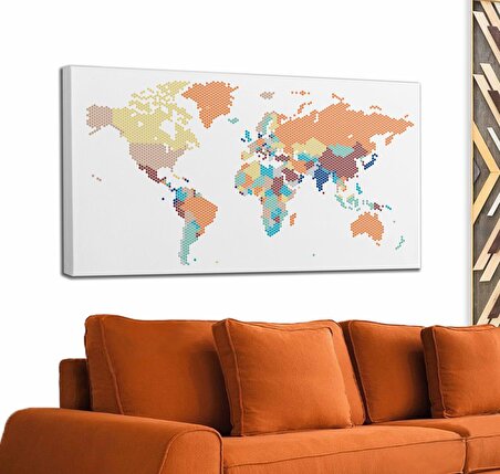 Dünya Haritası  Dekoratif Kanvas Tablo 1061
