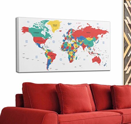 Dünya Haritası  Dekoratif Kanvas Tablo 1081