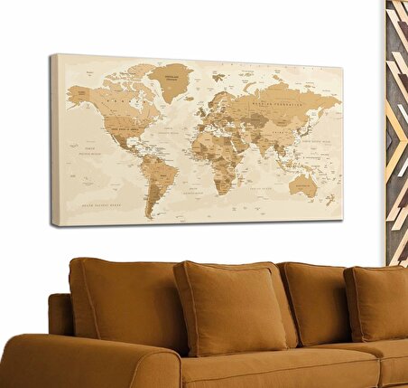 Dünya Haritası  Dekoratif Kanvas Tablo 1086