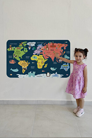 Harita Sepeti Eğitici Dünya Haritası Dünya Atlası Çocuk Ve Bebek Odası Duvar Sticker 3810