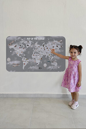 Harita Sepeti Eğitici Dünya Haritası Dünya Atlası Çocuk Ve Bebek Odası Duvar Sticker 3811