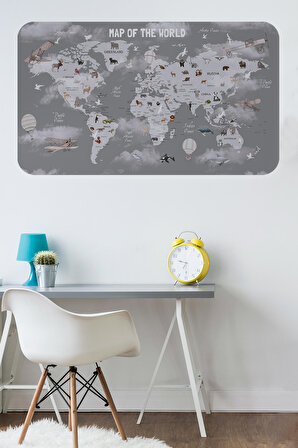 Harita Sepeti Eğitici Dünya Haritası Dünya Atlası Çocuk Ve Bebek Odası Duvar Sticker 3811