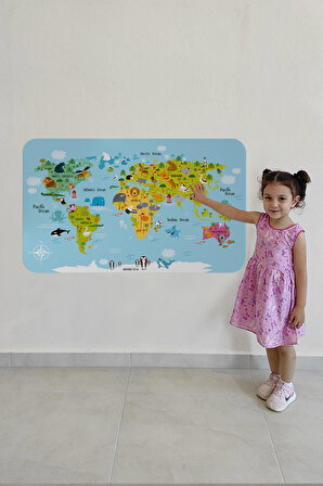 Harita Sepeti Eğitici Dünya Haritası Dünya Atlası Çocuk Ve Bebek Odası Duvar Sticker 3830