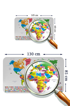 Harita Sepeti Ülke Bayrak lı Eğitici Başkent Detaylı Atlası Dünya Haritası Duvar Sticker 3833