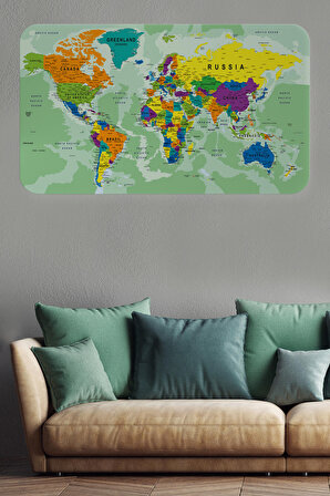 Harita Sepeti Eğitici Ülke ve Başkent Okyanus Detaylı Atlası Dünya Haritası Duvar Sticker 3835