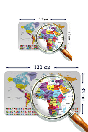 Harita Sepeti Ülke Bayrak lı Eğitici Başkent Detaylı Atlası Dünya Haritası Duvar Sticker 3848