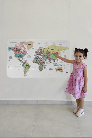 Harita Sepeti Türkçe Eğitici Ülke ve Başkent Detaylı Atlası Dünya Haritası Duvar Sticker 3850