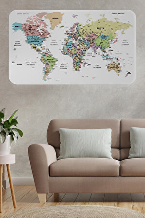 Harita Sepeti Türkçe Eğitici Ülke ve Başkent Detaylı Atlası Dünya Haritası Duvar Sticker 3850