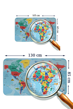 Harita Sepeti Türkçe Eğitici Ülke ve Başkent Okyanus Detaylı Atlası Dekoratif Dünya Haritası Duvar Sticker 3863
