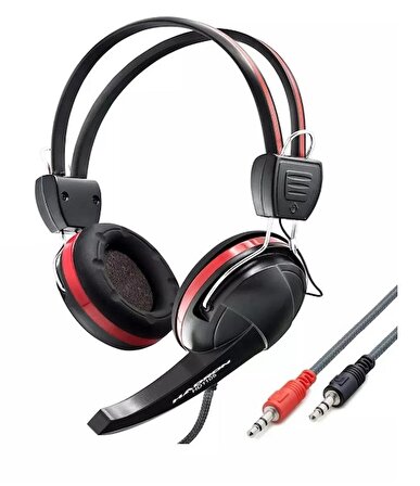 Mikrofonlu Oyuncu Kulaklığı Pc Aux 3.5 Mm Siyah-kırmızı Pvc Kablo 2m HD1105P 