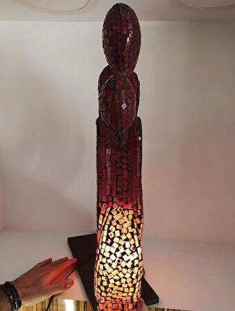 Lamba Otantik Cam Mozaik Öpüşen Çift Sevgili Sanatsal Heykel 60 cm El İşciliğidir 
