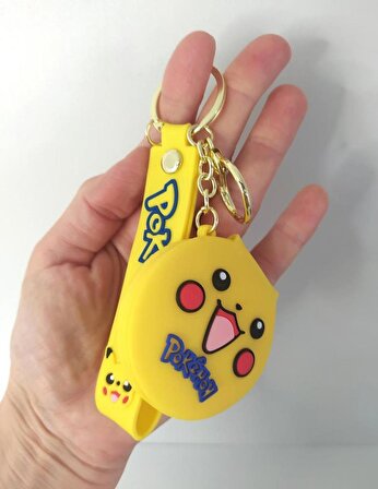 Anahtarlık Silikon Pokemon Pikachu Ayna Anahtarlık Çanta Süsü Karakter Figür Oyuncak 