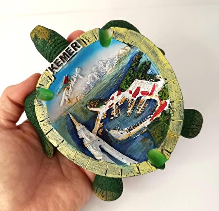 Küllük Kül Tablası Seramik Kaplumbağa Görünümlü Antalya Temalı Ev Ofis Dekor 