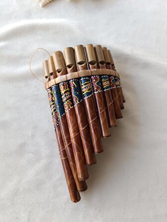 Pan Flüt Bambu Boyalı Ahşap El Sanatları Dekoratif 10 Nota Müzik