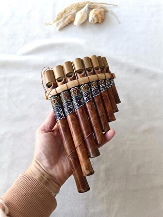 Pan Flüt Bambu Boyalı Ahşap El Sanatları Dekoratif 8 Nota Müzik