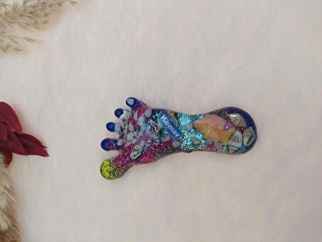 Epoksi Ayak Figürlü Magnet Deniz Kabuklu Kemer Yazılı Buzdolabı Süsü