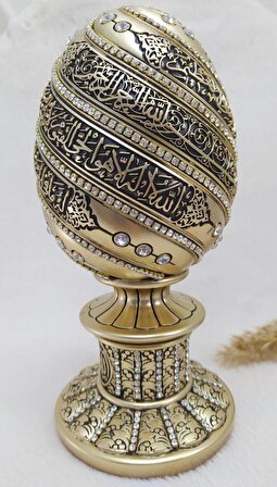 Yumurta Ayet-el Kürsi Kristal Taşlı Dini Obje Biblo Küçük Altın Renk