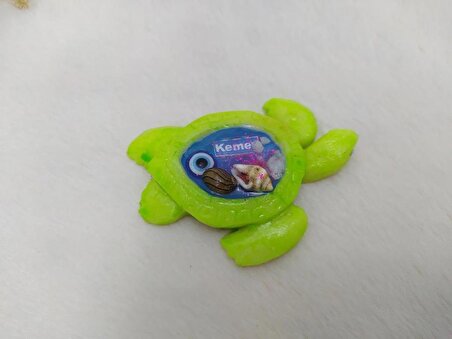 Kaplumbağa Görünümlü Magnet Yeşil Mıknatıslı Deniz Kabuklu Kemer Yazılı Buzdolabı Süsü