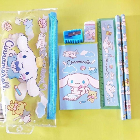 Cinnamoroll Şeffaf Kalemlikli Kırtasiye Seti