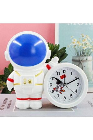 Dekoratif Astronot Tasarımlı Masa Saati-mavi