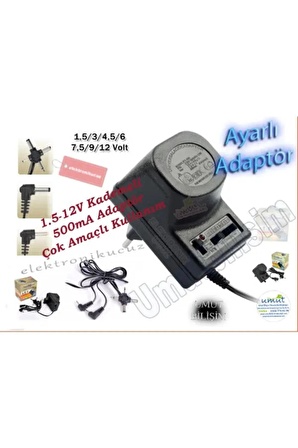 Kademeli Voltaj Ayarlı Çok Uçlu 220v Düşüren Adaptör Ac/dc 6 Uçlu Switch Adaptör 1.5v-12v 500mA