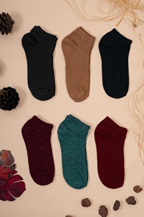 Tekstil 6'lı Renkli Kadın Penye Patik Çorap