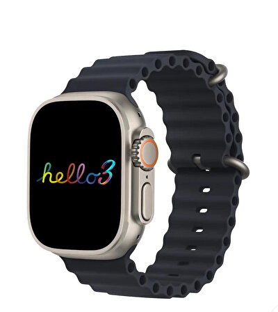 Hello Watch 3+ Plus H12 Ultra Max 4GB Hafıza ve Aksesuar Bağlantılı Watch Ultra 49MM Akıllı Saat