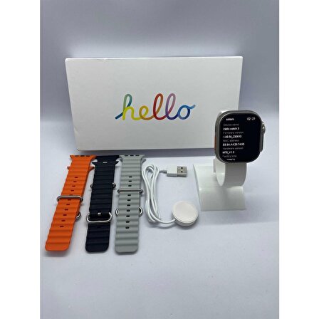 Watch Ultra Hello 3 Plus ( 3 Kordon ) Amoled Ekran Tüm Telefonlara Uyumlu Akıllı Saat