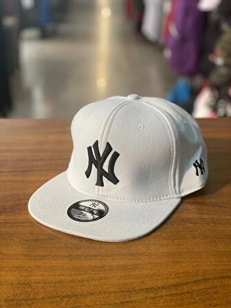 NY Yankees Nakışlı Beyaz Renk Hiphop Snapback Rapper Basket Cap Şapka
