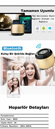 Mini Bluetooth Siyah Hoparlör Taşınabilir Yüksek Sesli Şarjlı Kanp, Bahçe, Piknik İçin Uygun Hoparlör