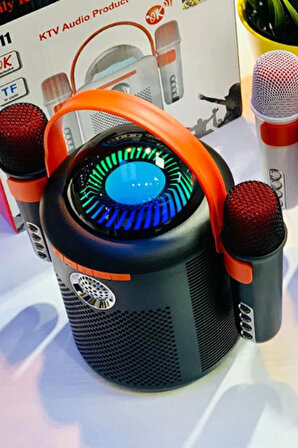 Bluetooth  aile parti seti kablosuz çift mikrofon 6 ses degıstırme siyah