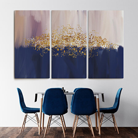 Mavi ve Gold'un Uyumu Modern Kanvas Tablo ( TEK PARÇA  )