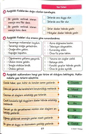 3.Sınıf Türkçe - Etkinlikli Çalışma ve Soru Bankası Kitabı