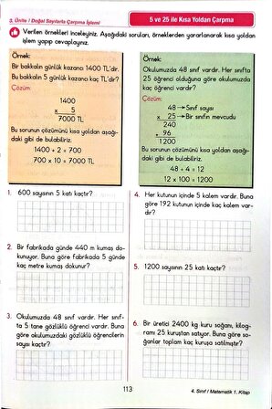 4.Sınıf Matematik 1.Dönem - Etkinlikli Çalışma ve Soru Bankası Kitabı