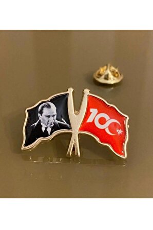 Atatürk Ve Türk Bayrak 100. yıl (yüzüncü yıl ) Rozet