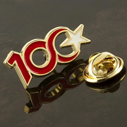 100. Yıl (Yüzüncü Yıl Rozeti  Metal Yaka Rozeti Gold Zemin 1 ADET