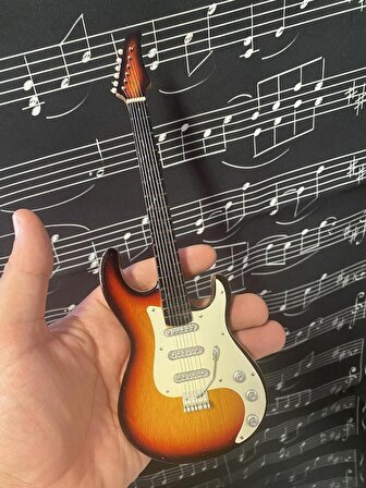 Elektro Gitar Ahşap İbanez El Yapımı Biblo Minyatür 25 cm