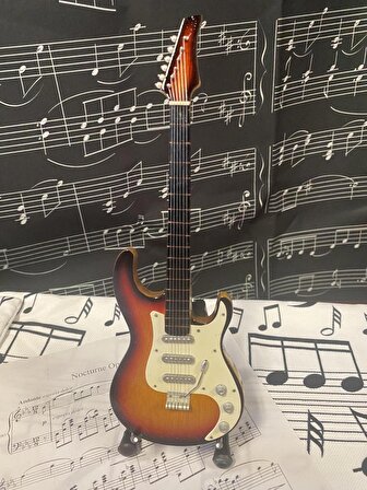 Elektro Gitar Ahşap İbanez El Yapımı Biblo Minyatür 25 cm
