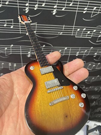 Elektro Açık Gitar Kahve Rengi El Yapımı Biblo Minyatür 25 cm 3D