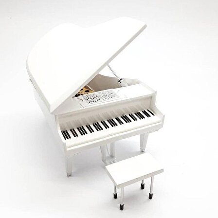 Minyatür Piyano Ahşap Dekoratif Beyaz