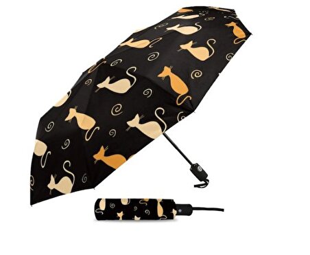 Herşey Nota Kediler Şemsiye -3 Katlamalı / Manuel