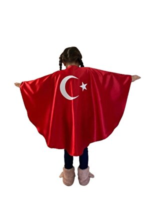 23 Nisan Özel Türk Bayraklı Kırmızı Gösteri Pelerini Ana Sınıfı 1 Adet