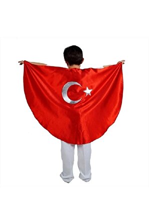 23 Nisan Özel Türk Bayraklı Kırmızı Gösteri Pelerini Ana Sınıfı 5 Adet