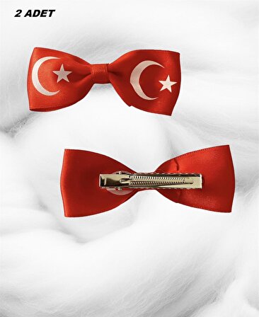 Türk Bayrağı Bayrak 23 Nisan Klipsli Kırmızı Toka Seti 2 Adet