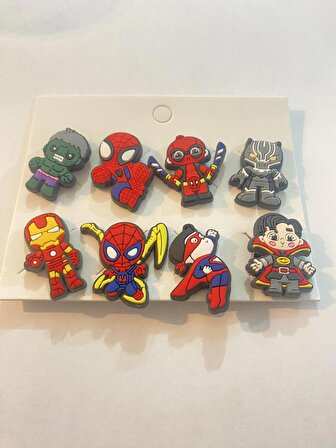 Marvel Avengers Spiderman Ironman Terlik Süsü Cross Terlik Jibbitz Terlik Aksesuarı 8 Adet