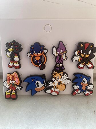 Kirpi Sonic Renkli Terlik Süsü Cross Terlik Jibbitz Terlik Aksesuarı 8 Adet