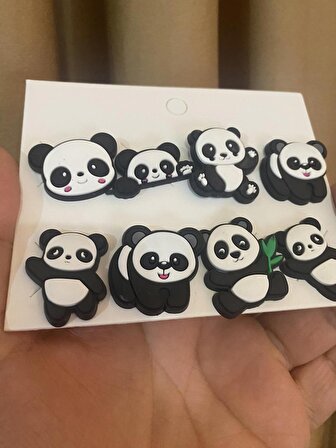 Panda Desen Crocks Terlik Süsü Jibbitz Crocs Aksesuarı 8 Adet