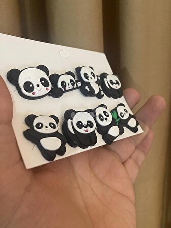 Panda Desen Crocks Terlik Süsü Jibbitz Crocs Aksesuarı 8 Adet