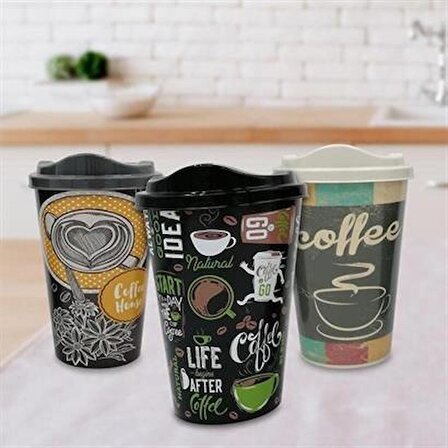 BUFFER® 3 Adet Kahve Bardağı Seti Dekoratif Plastik Kahve Muhafaza Bardağı