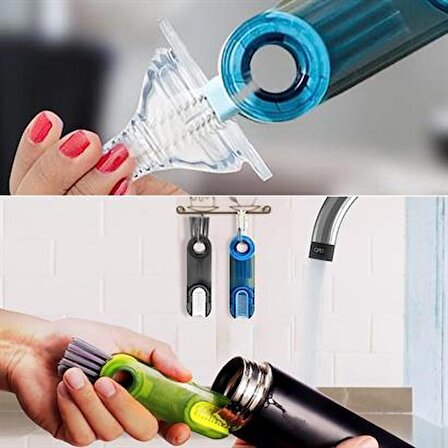  BUFFER®  3 Fonksiyonlu Pratik Şişe Temizleme Fırçası Mutfak Banyo Araç İçin Çok Amaçlı Fırça